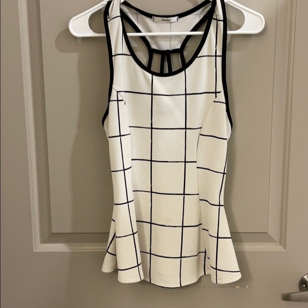 Black and white peplum top